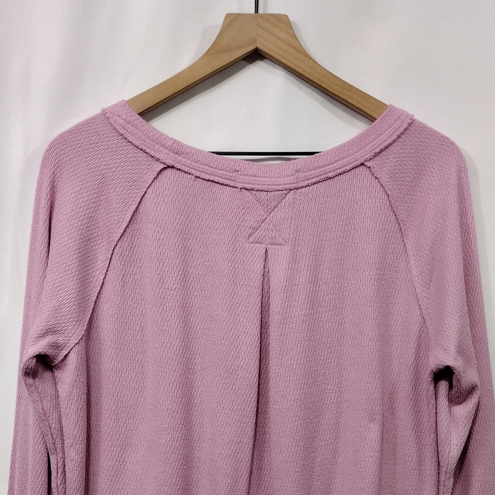 Free People Snowy Thermal Long Sleeve Knit Top Women's M Pink Boho Retro Y2K 90s - Picture 9 of 11